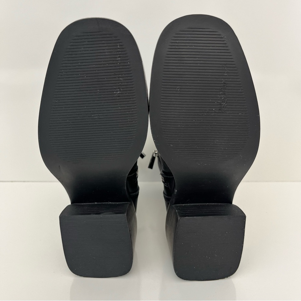 STEVE MADDEN Ruthy Block Heel Leather Boots in Black NEW - Picture 13 of 13